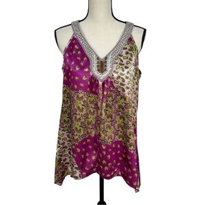 Madison Pink and Gold Embellished Tank Top